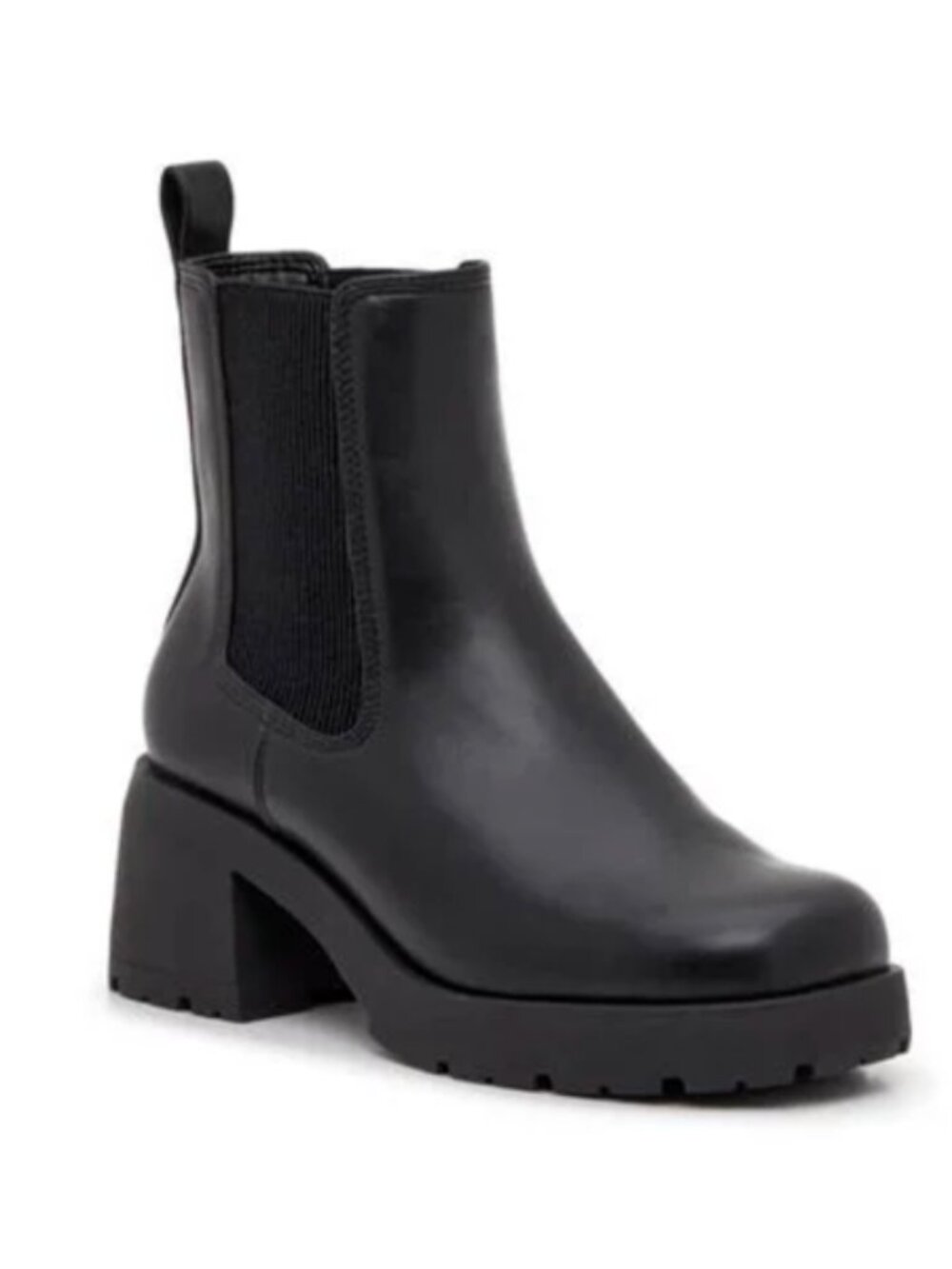 Steve Madden Honored Black Chelsea Lug Sole Ankle Boots Size 8W Wide Width